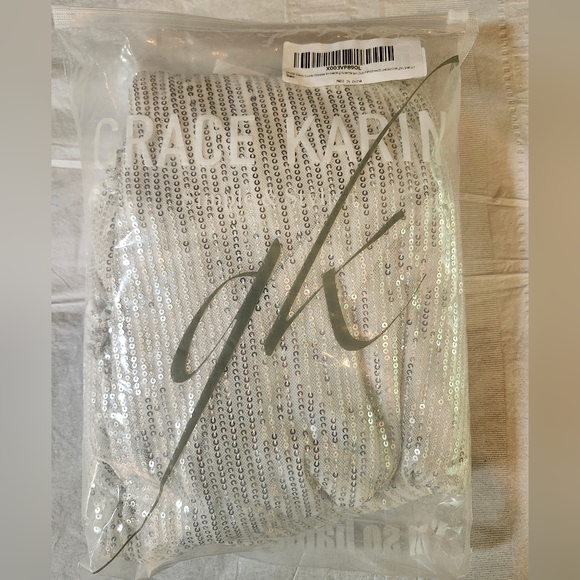 Grace Karin, size large, silver sequin - Picture 2 of 3